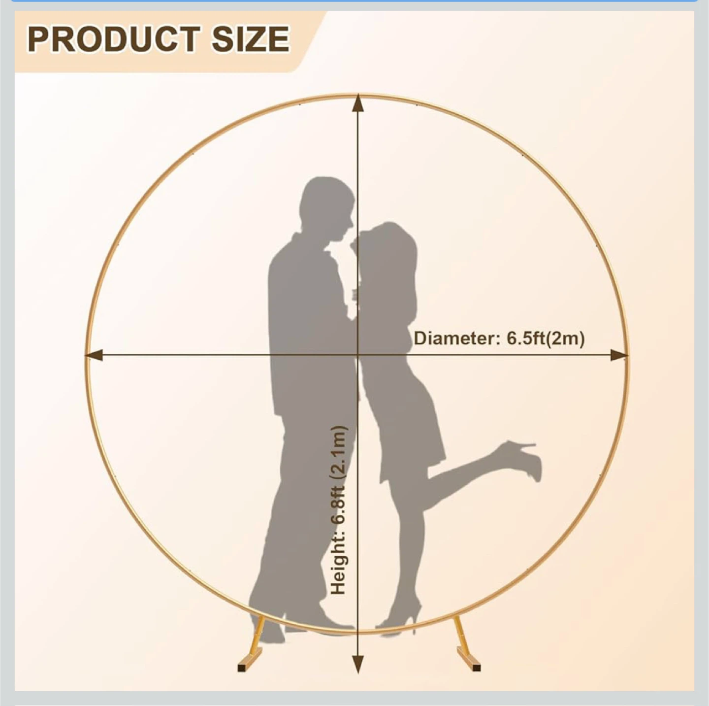Gold Round Wedding Arch Backdrop Stand - 6.5ft - photo 2