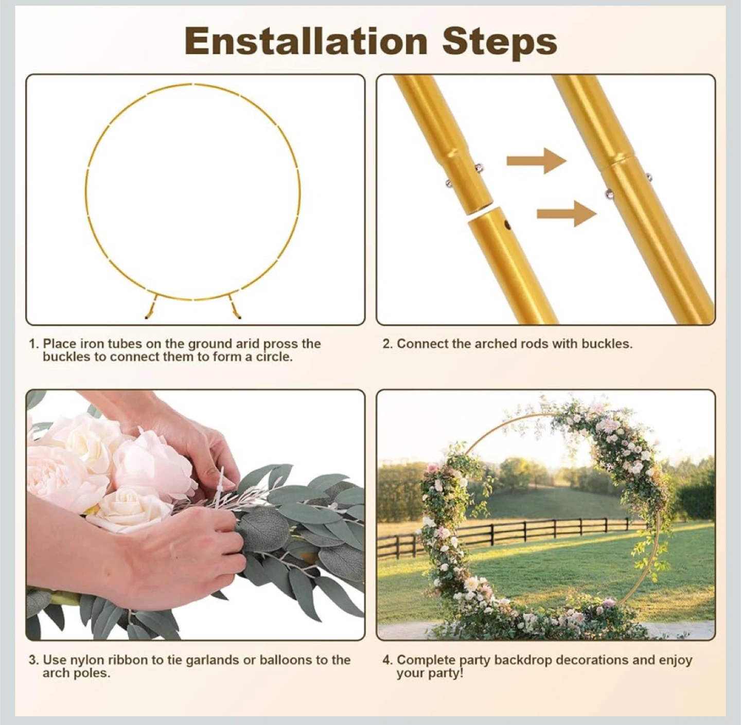 Gold Round Wedding Arch Backdrop Stand - 6.5ft - photo 5