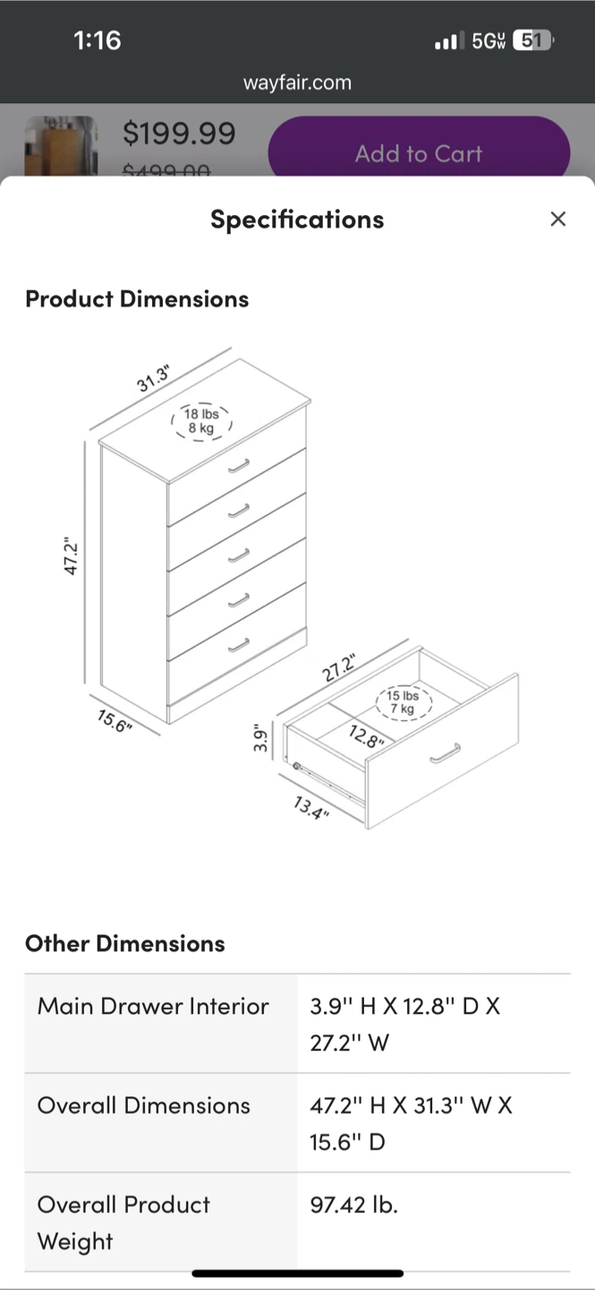 Allyannah 5 Drawer 31.5" Dresser - photo 4