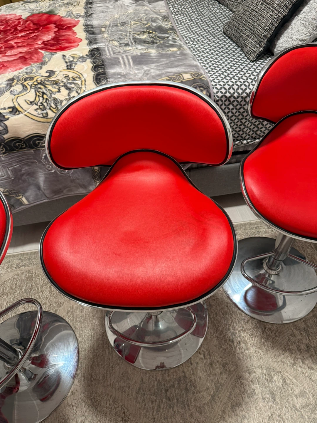 Red Bar Stools (Set of 3)