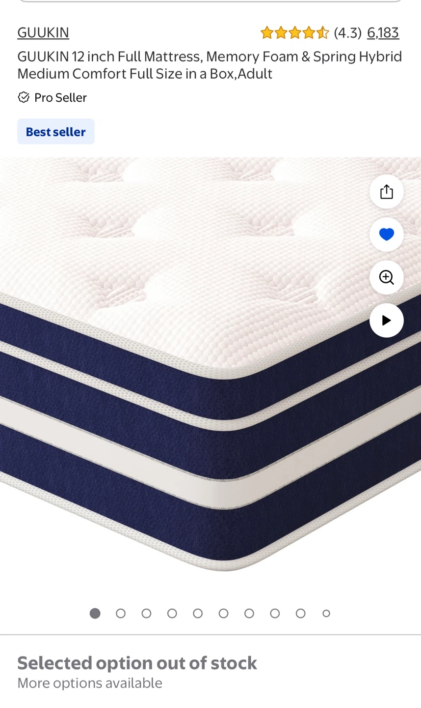 12” Full Size Hybrid Mattress- flexible price- must go ASAP