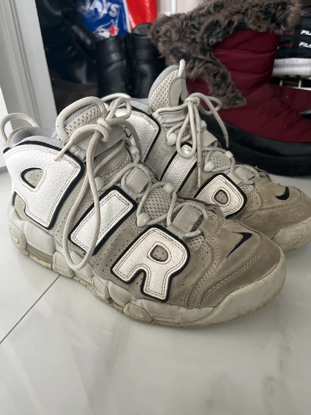 Nike Air Uptempo White/Grey Sneakers - Size 6.5Y