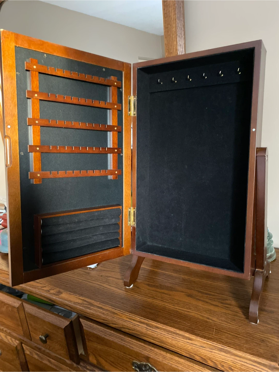 Wood Standing Jewelry Armoire Mirror - photo 4