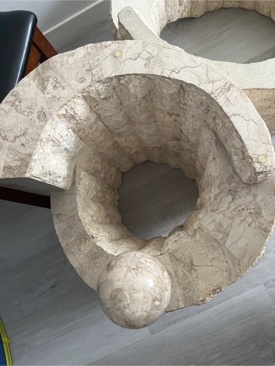 Unique Stone Coffee Table with Glass Top