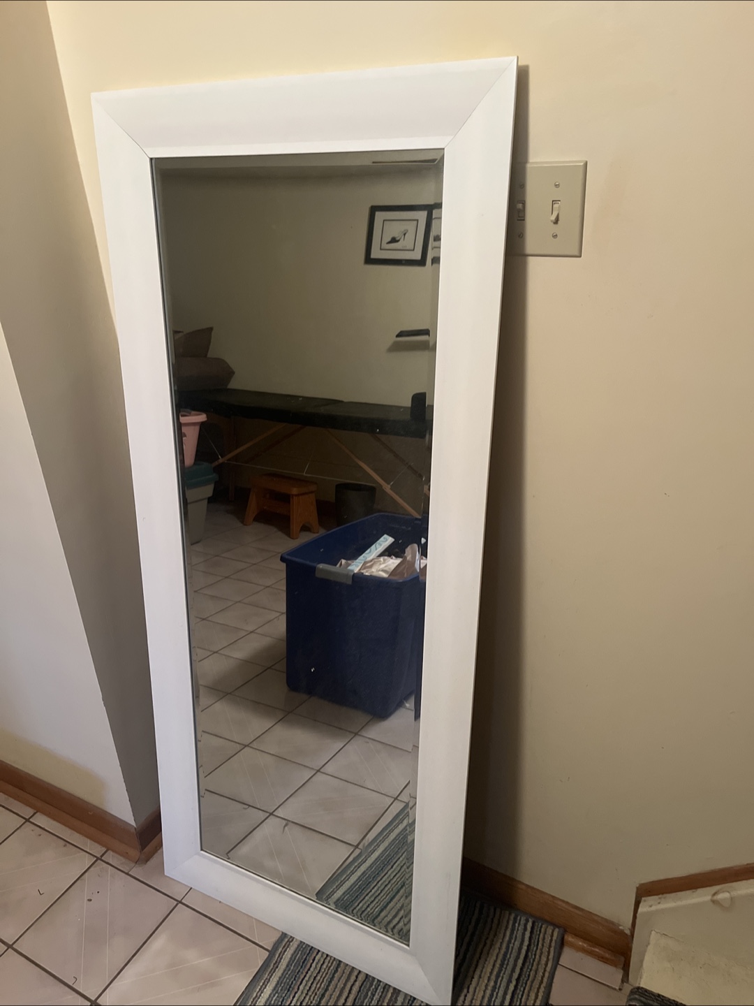 White Framed Standing Mirror