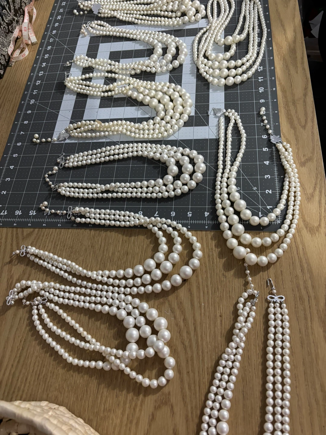 Pearl Necklaces - Bundle, vintage three-row necklace