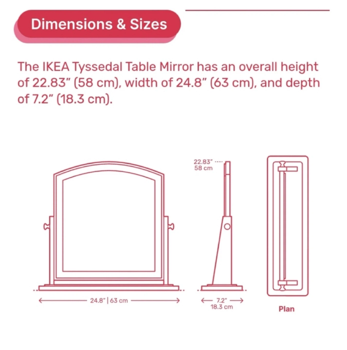 IKEA Tyssedal White Table Mirror - photo 2
