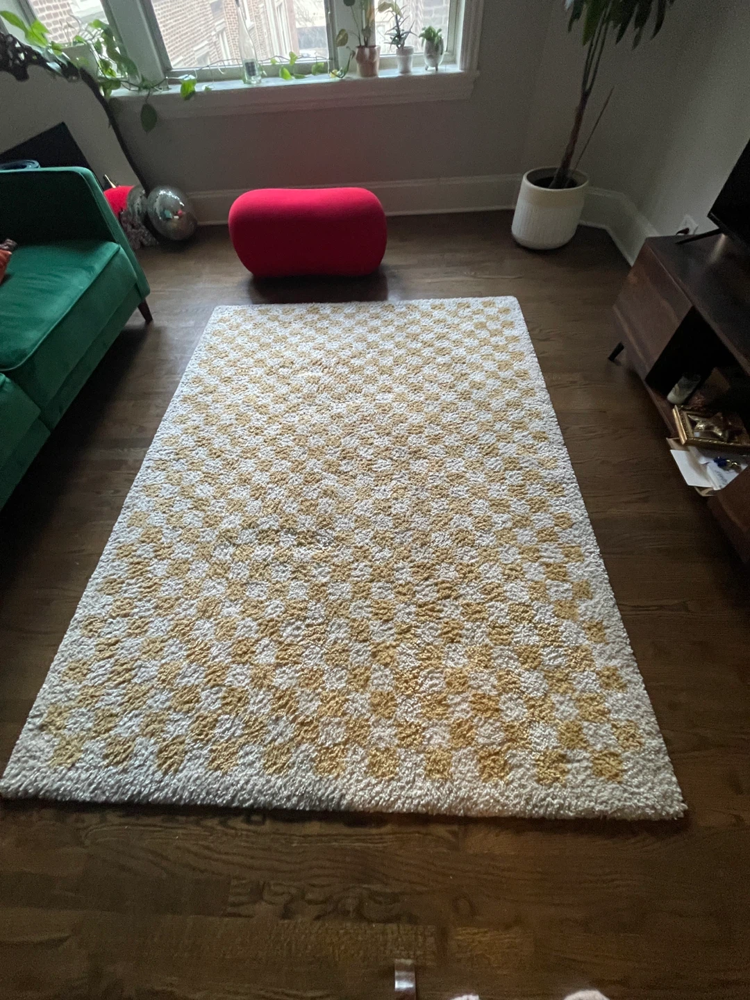 Cream & Mustard Patterned Shag Rug - photo 2