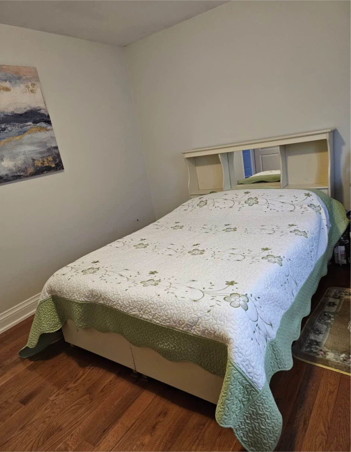 Beige Twin Bed Frame with Storage and Headboard