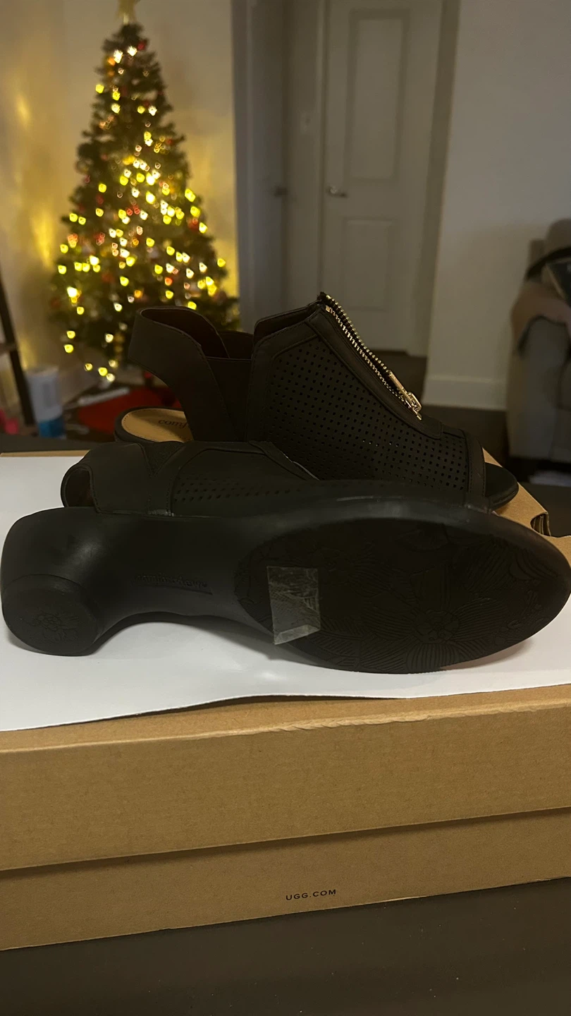 Comfort View  Black Leather Zip Up Sandals Size 7 - photo 2