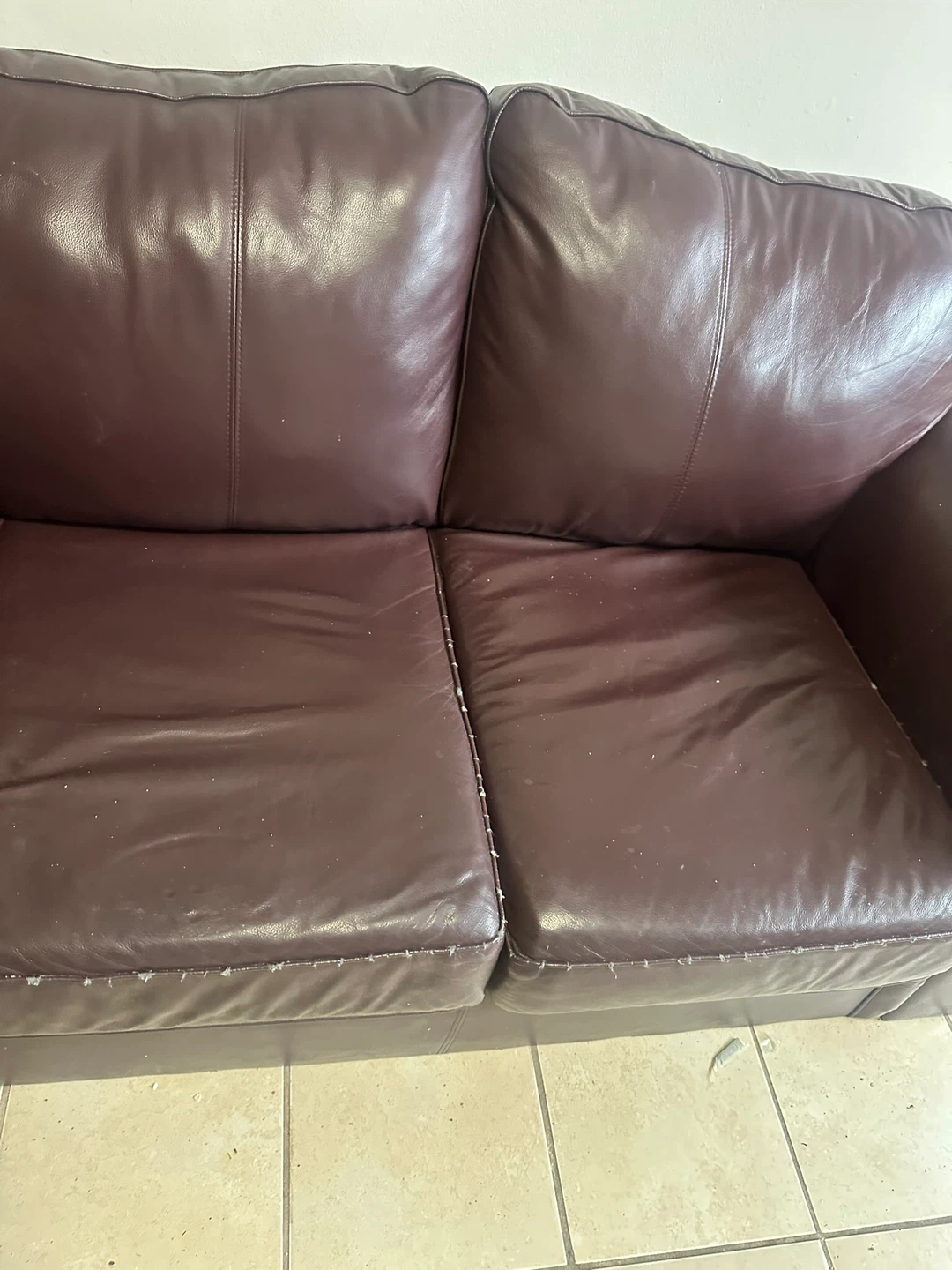 Burgundy Leather Loveseat - photo 3