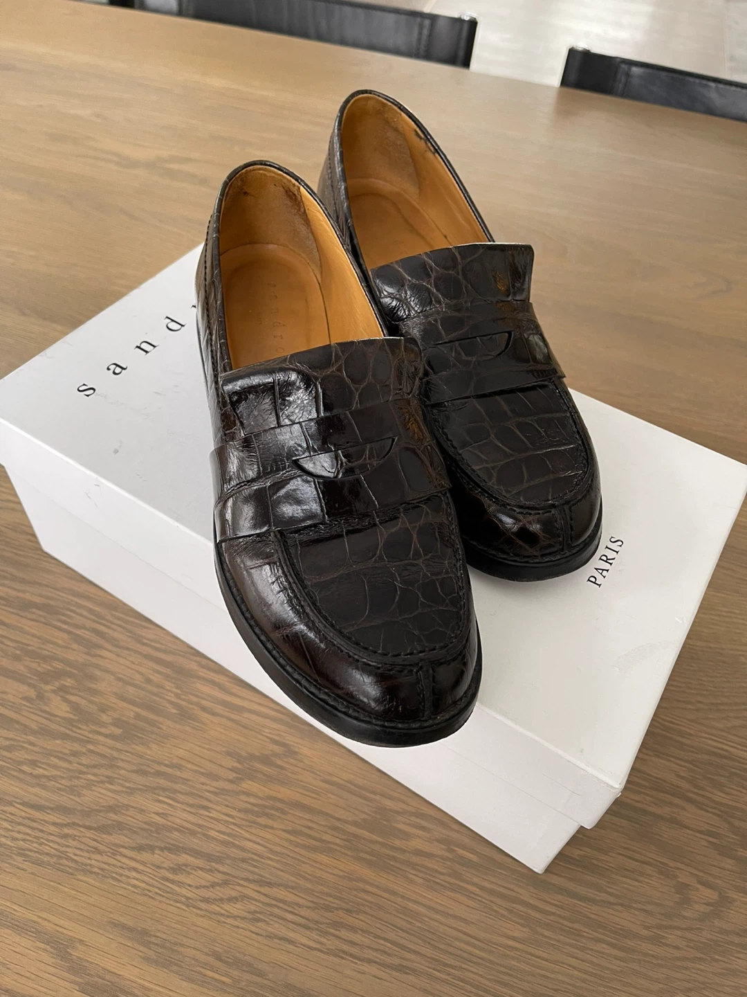 Sandro Paris Croc Embossed Leather Loafers