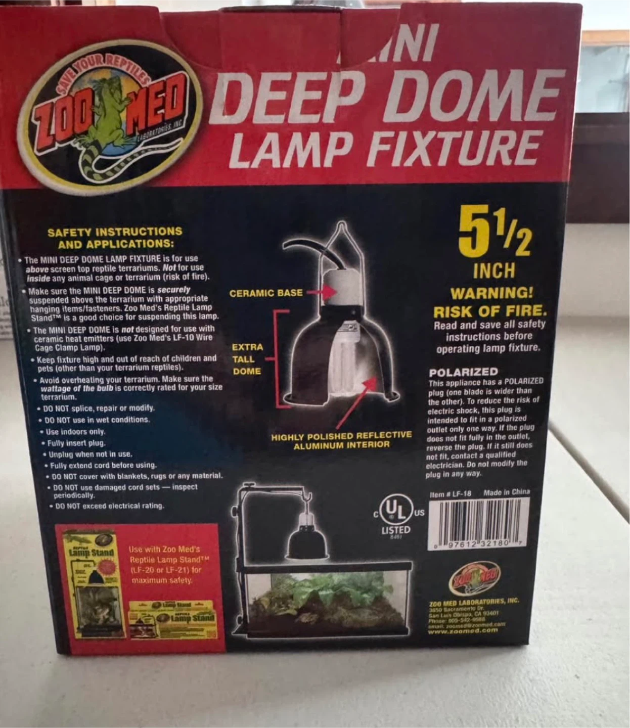 Zoo Med Mini Deep Dome Lamp Fixture - New - photo 2