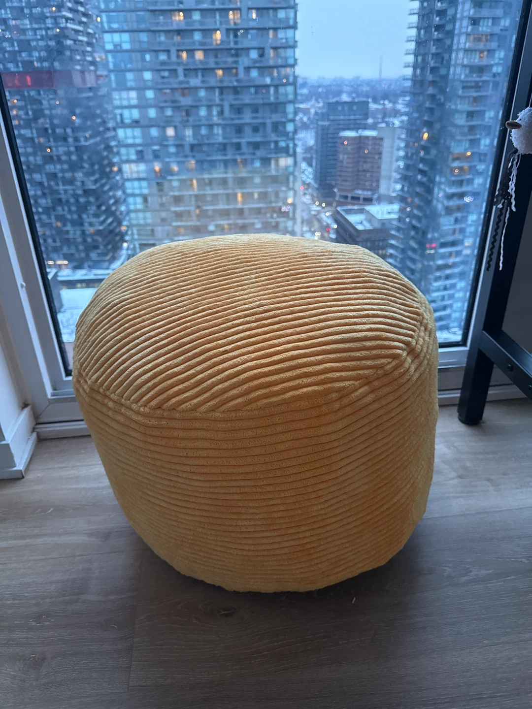 Yellow Corduroy Pouf Ottoman