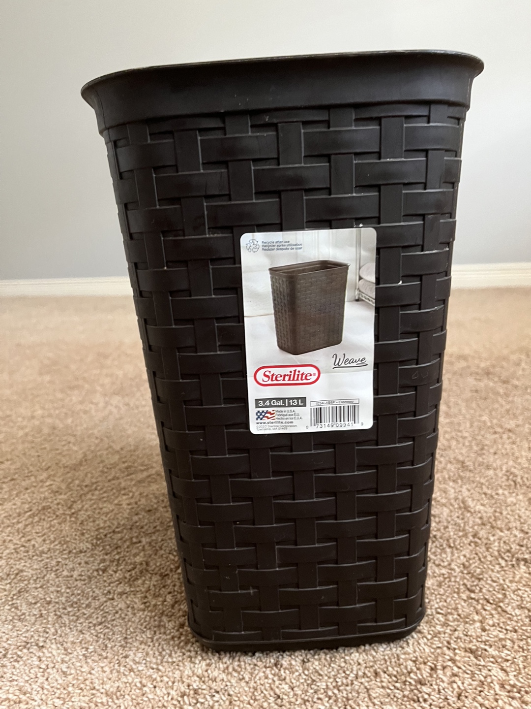 Sterilite Weave Brown 3.4 Gal Wastebasket
