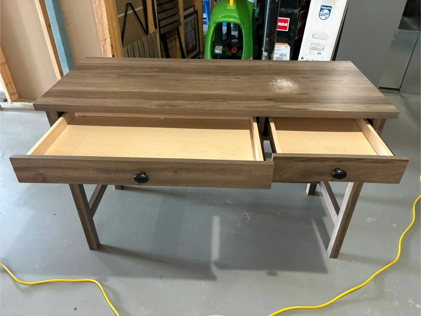 Wood Desk with Drawers