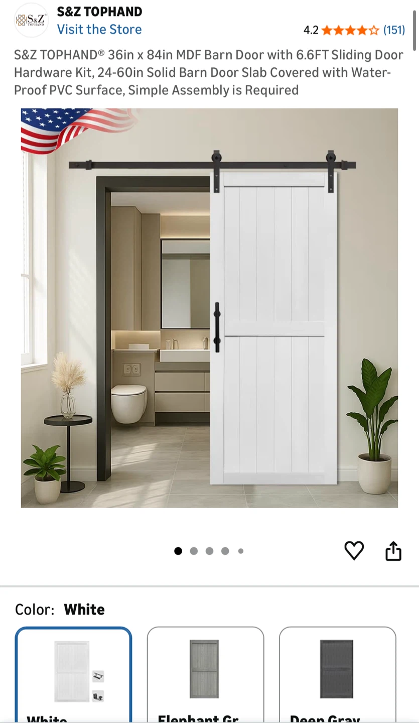 36in White Barn Door - photo 3