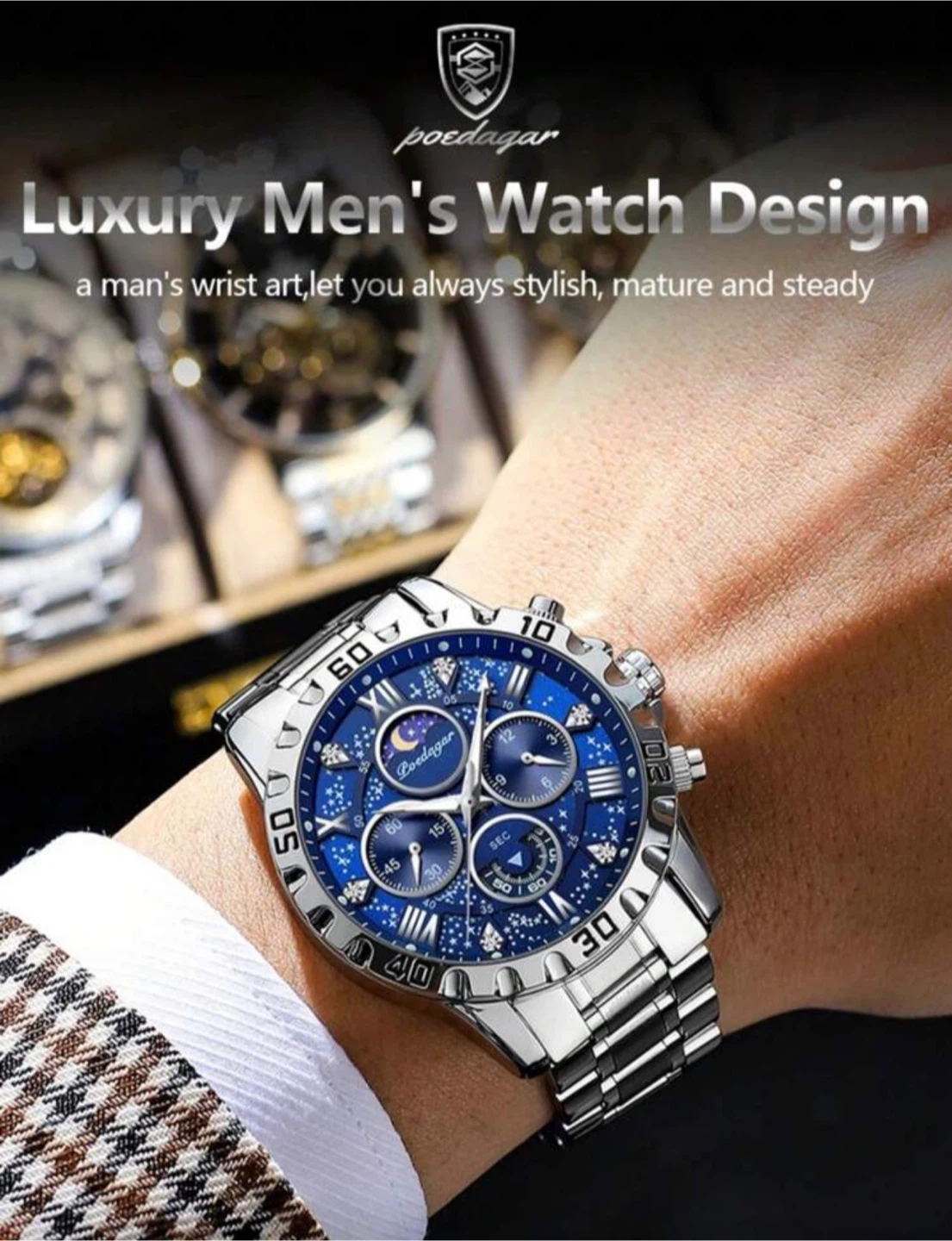 Poedagar Luxury Men's Watch - Blue - photo 2