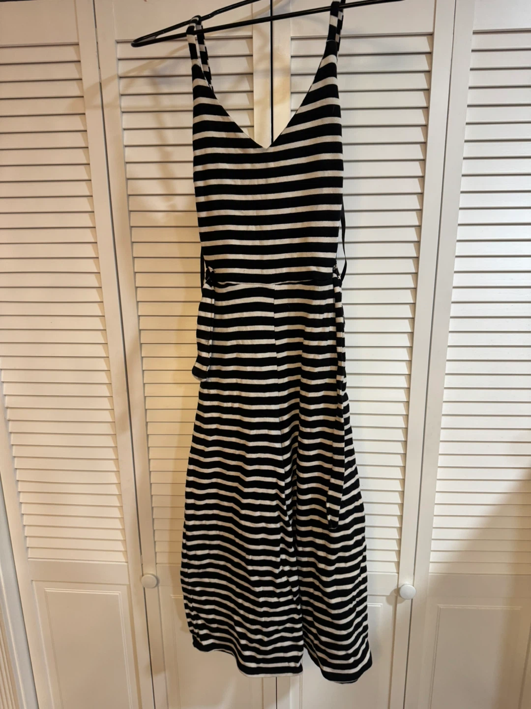 Striped Jumpsuit - Black and White
