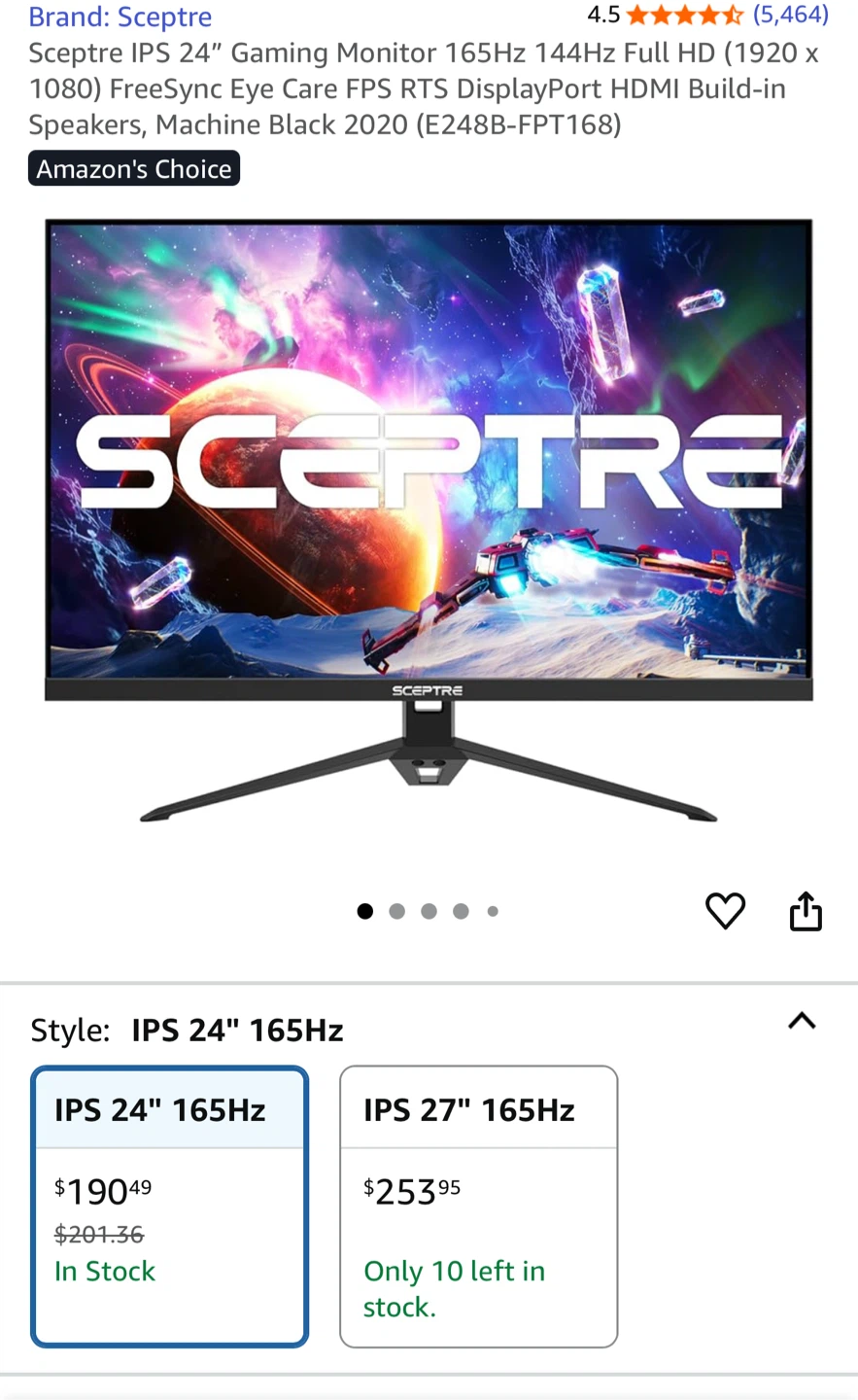 BNIB. Sceptre IPS 24" Gaming Monitor 165Hz
