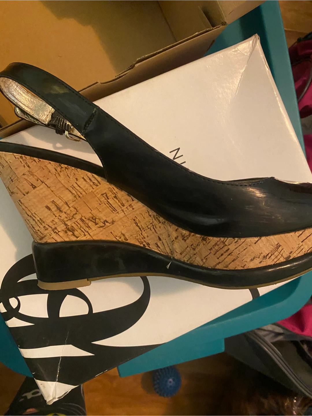 🧡 Steve Madden Black Cork Wedge Heels - Size 9 - photo 2