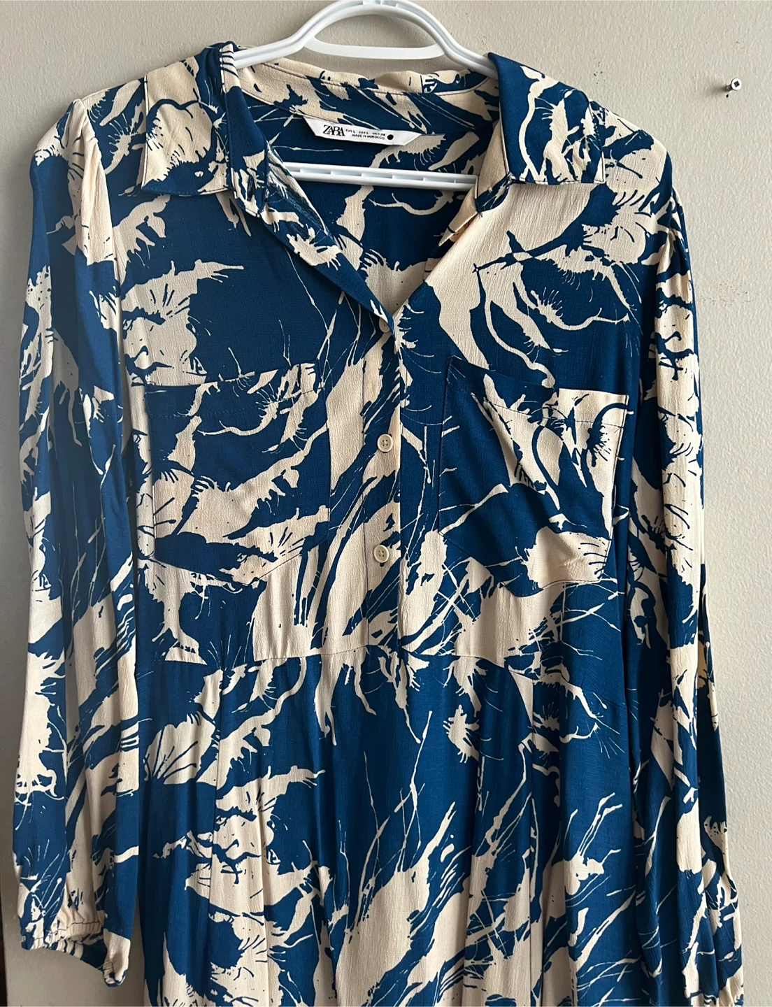 Zara Blue & Beige Floral Print Dress - photo 2