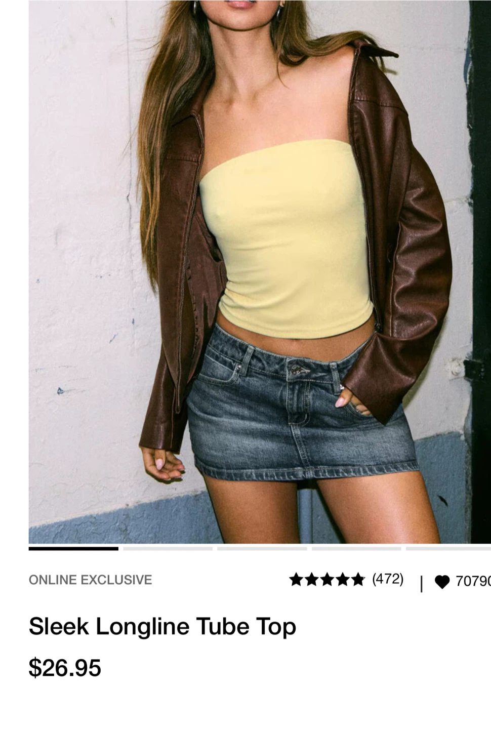 Sleek Longline Tube Top - XS - Yellow