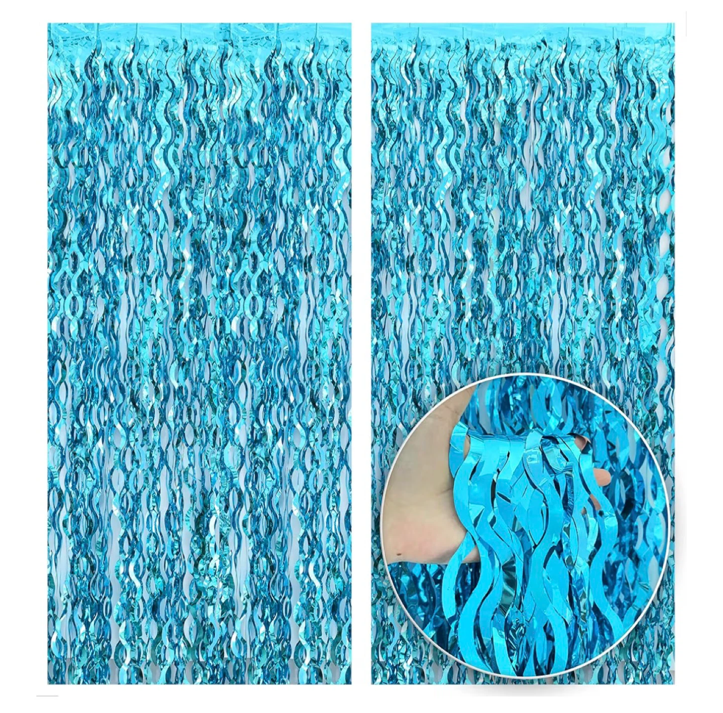 CYLMFU Wavey Foil Fringe Backdrop - Let's Party!