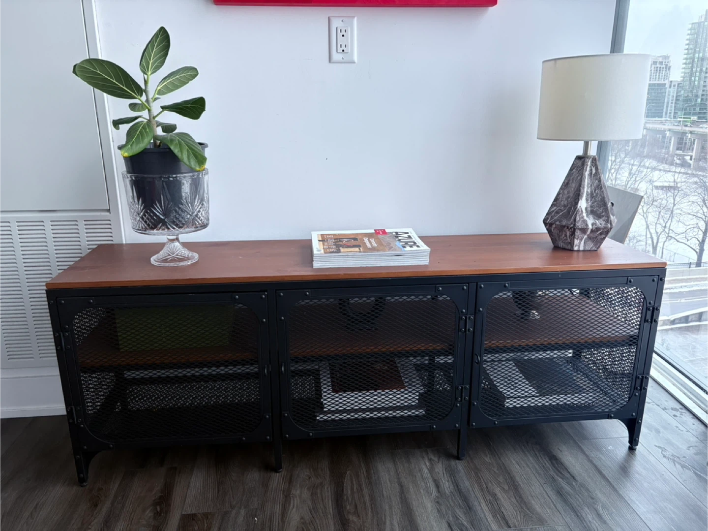 Dual Side Warm Wood & Metal Credenza - photo 2