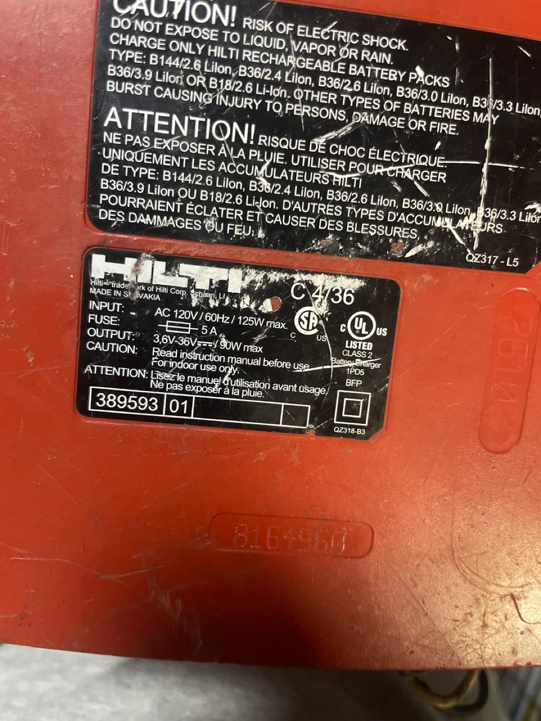 Hilti C 4/36 Battery Charger and 2 batteries - photo 2