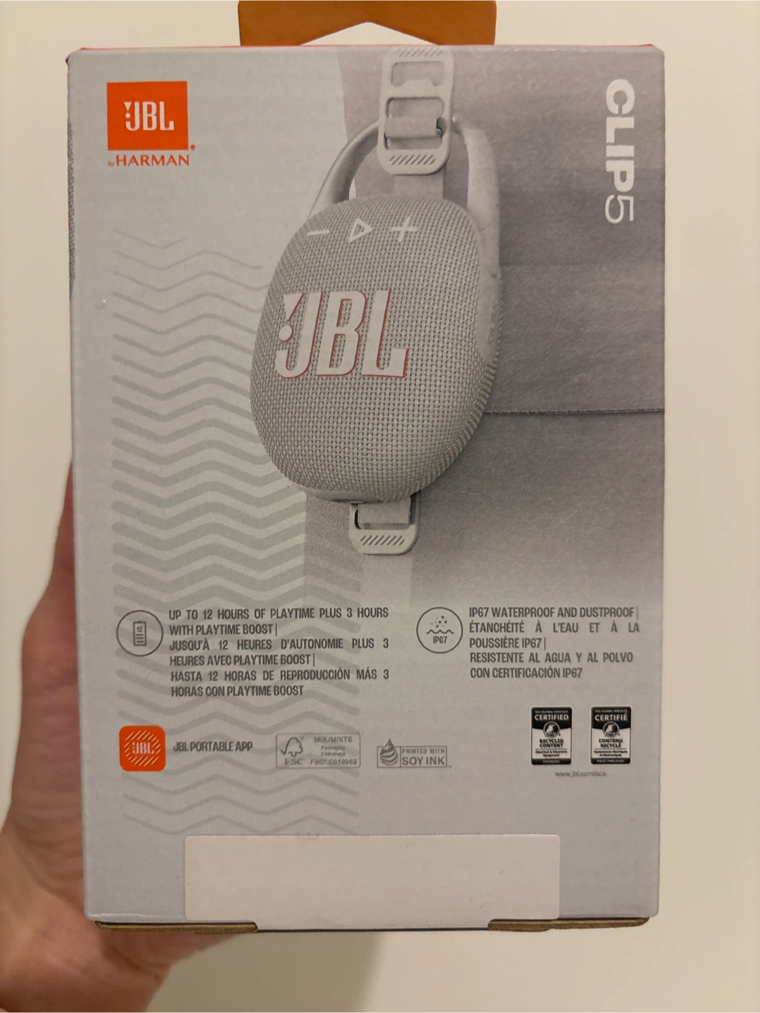 New JBL Clip 5 Portable Bluetooth Speaker - White - photo 2