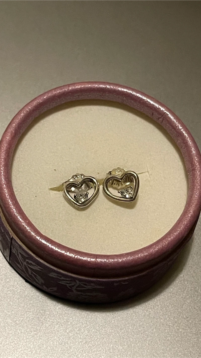 Sterling Silver 925 Heart Stud Earrings with Box