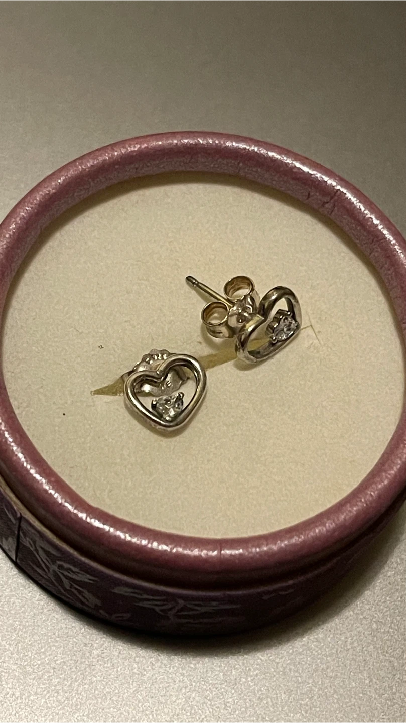Sterling Silver 925 Heart Stud Earrings with Box - photo 2