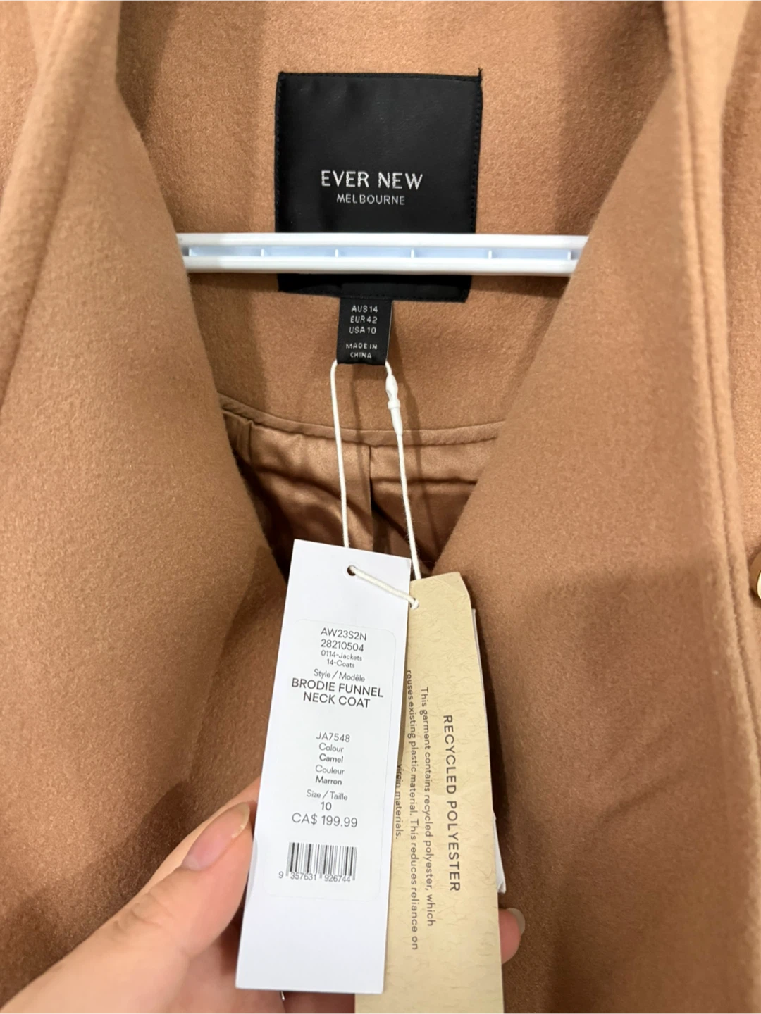 Ever New Brodie Funnel Neck Coat - Size 10