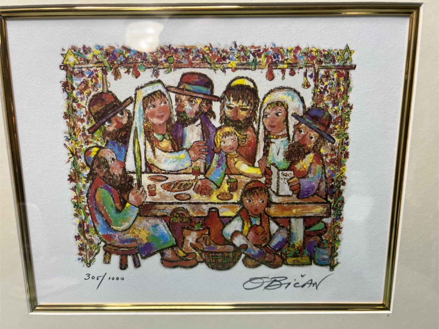 FRAMED🧡 LITHOGRAPH BY JOVAN OBICAN “JEWISH WEDDING” - photo 2