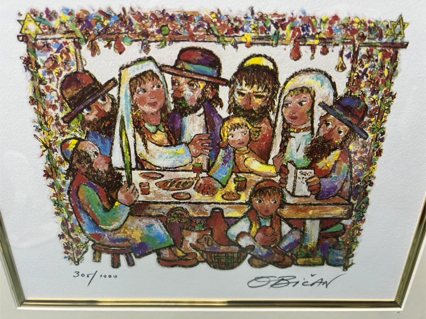 FRAMED🧡 LITHOGRAPH BY JOVAN OBICAN “JEWISH WEDDING” - photo 5