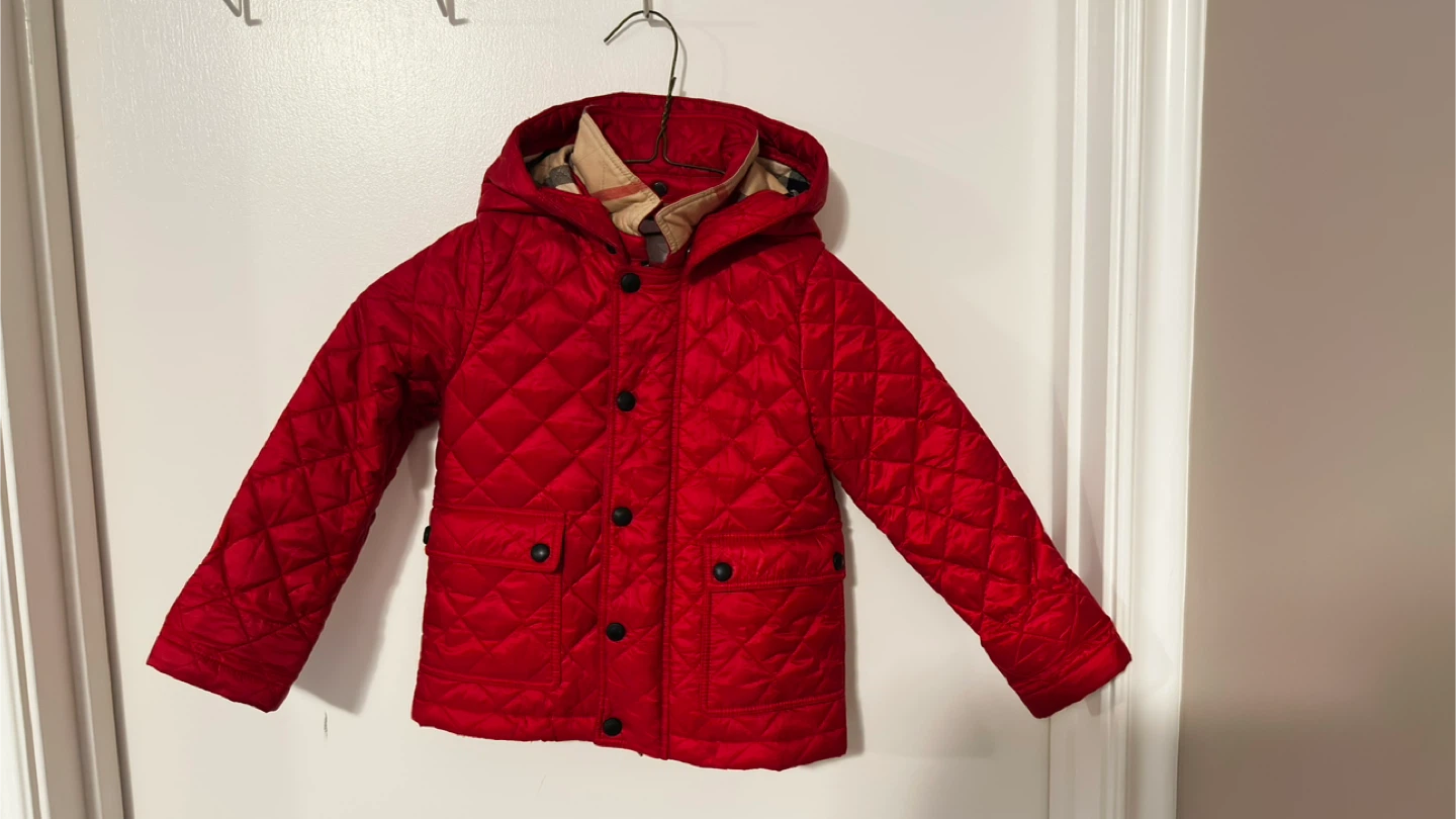 Burberry Children's Red Quilted Jacket - Size 3Y
