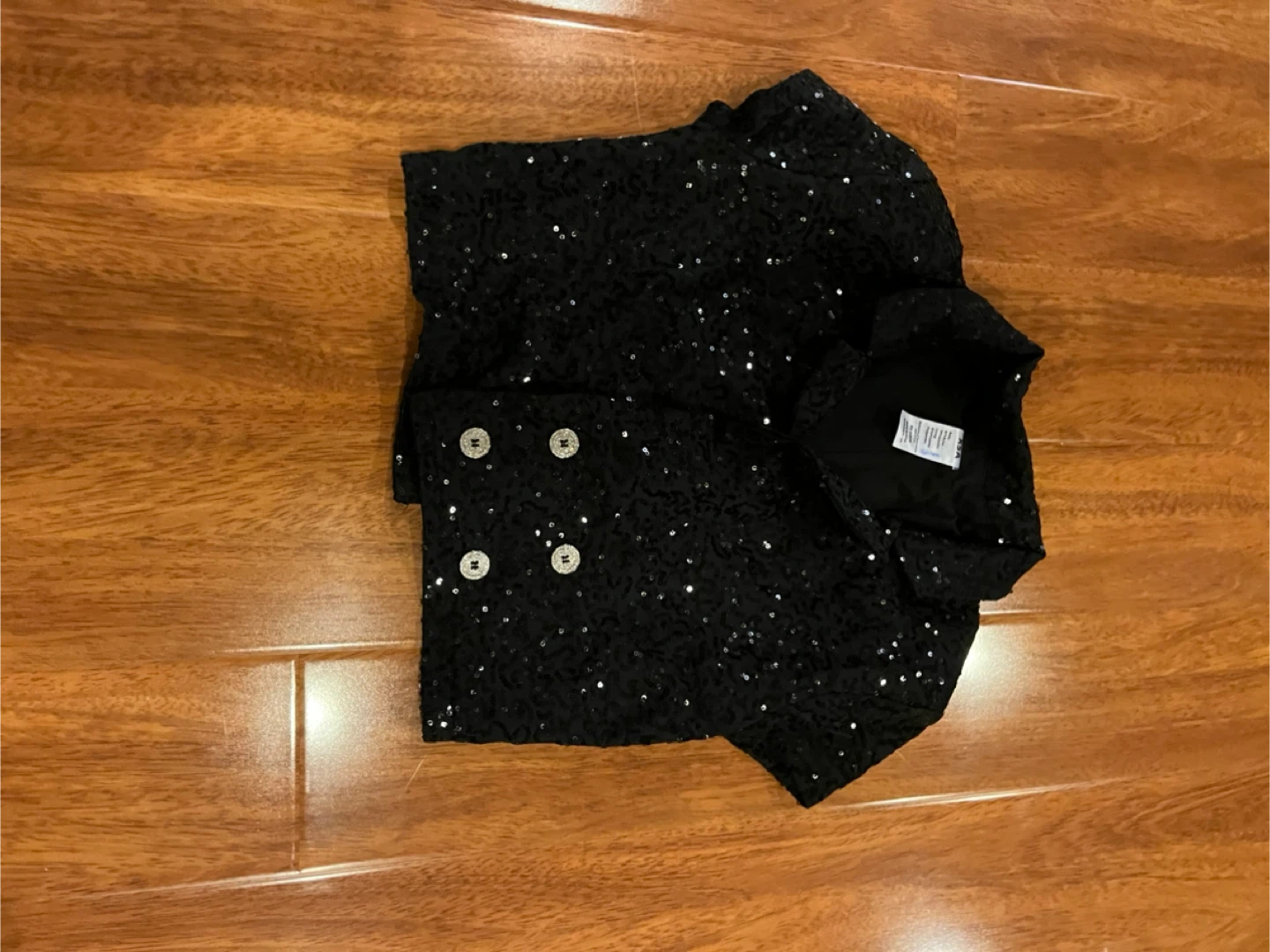 Black sequinned top dance costume