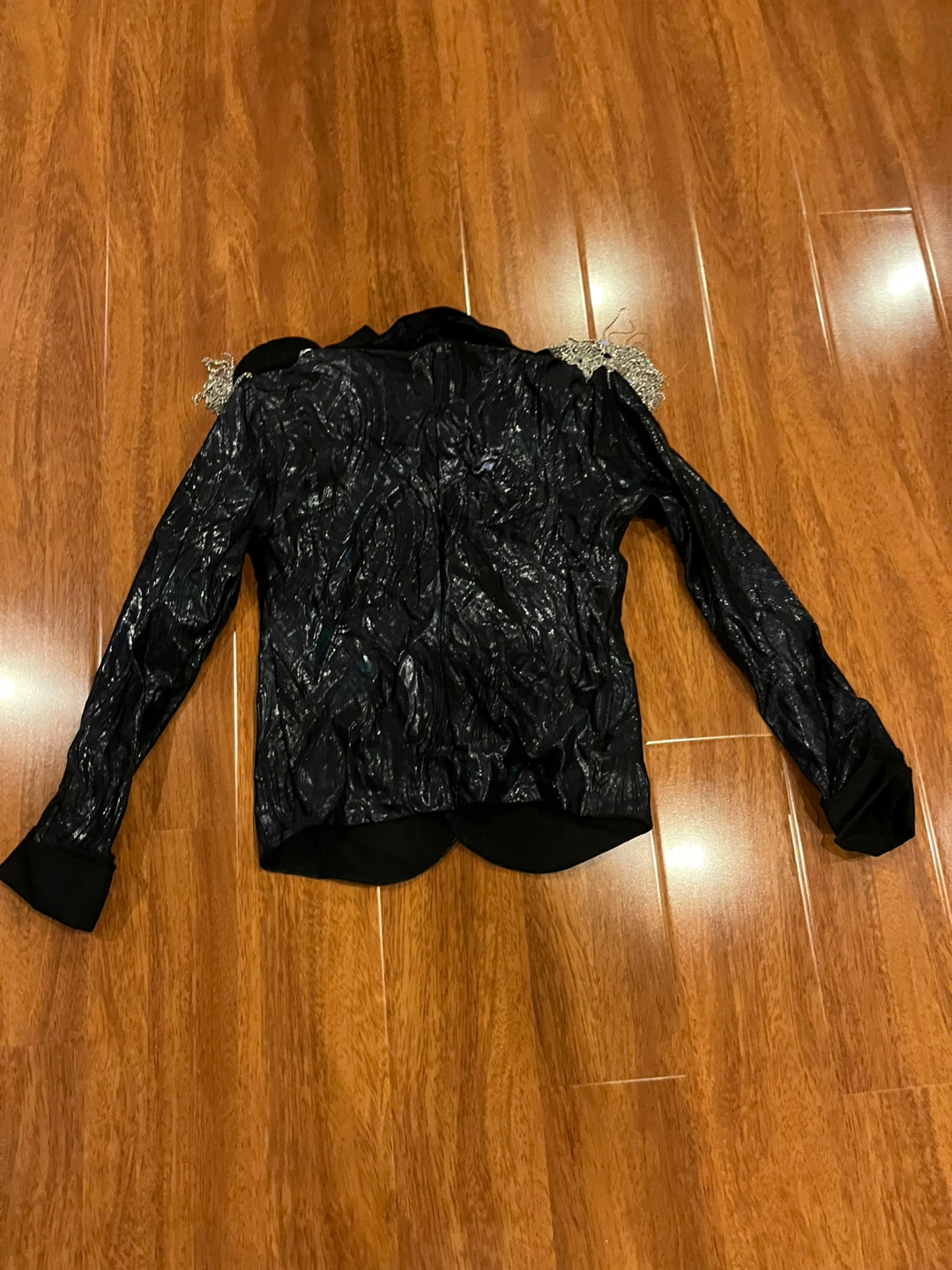 Black sparkly jacket with shoulder pads dance costume - photo 2