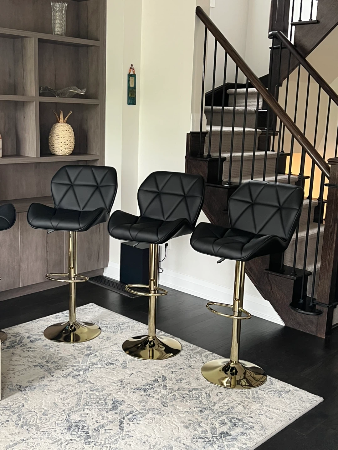 Set of Black & Gold Bar Stools