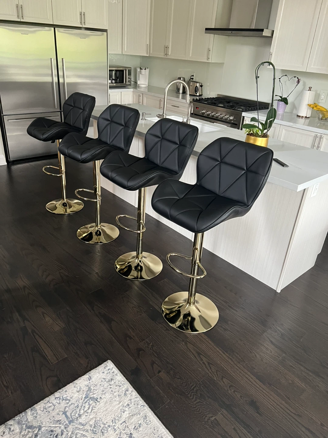 Set of Black & Gold Bar Stools - photo 2