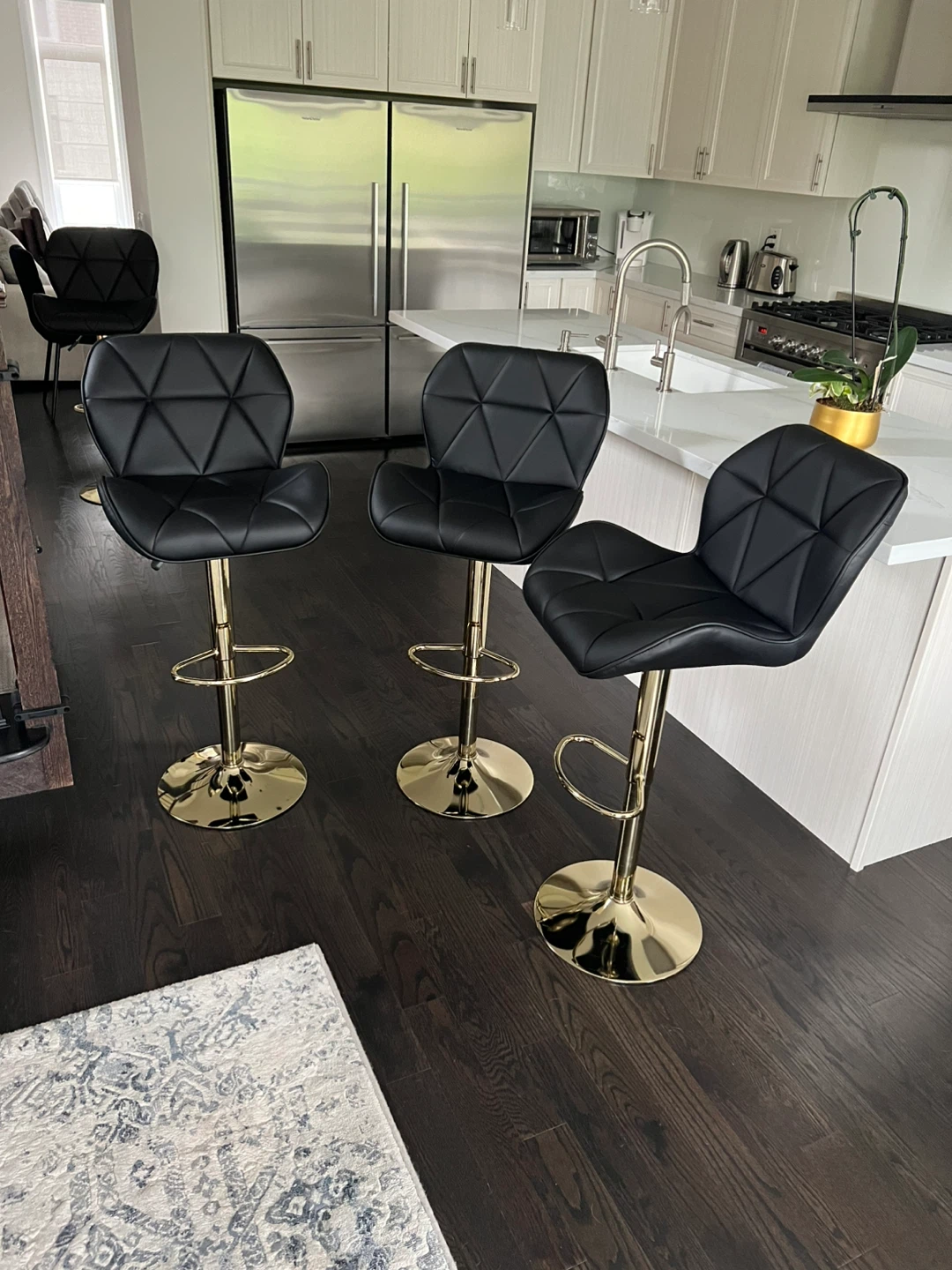 Set of Black & Gold Bar Stools - photo 4
