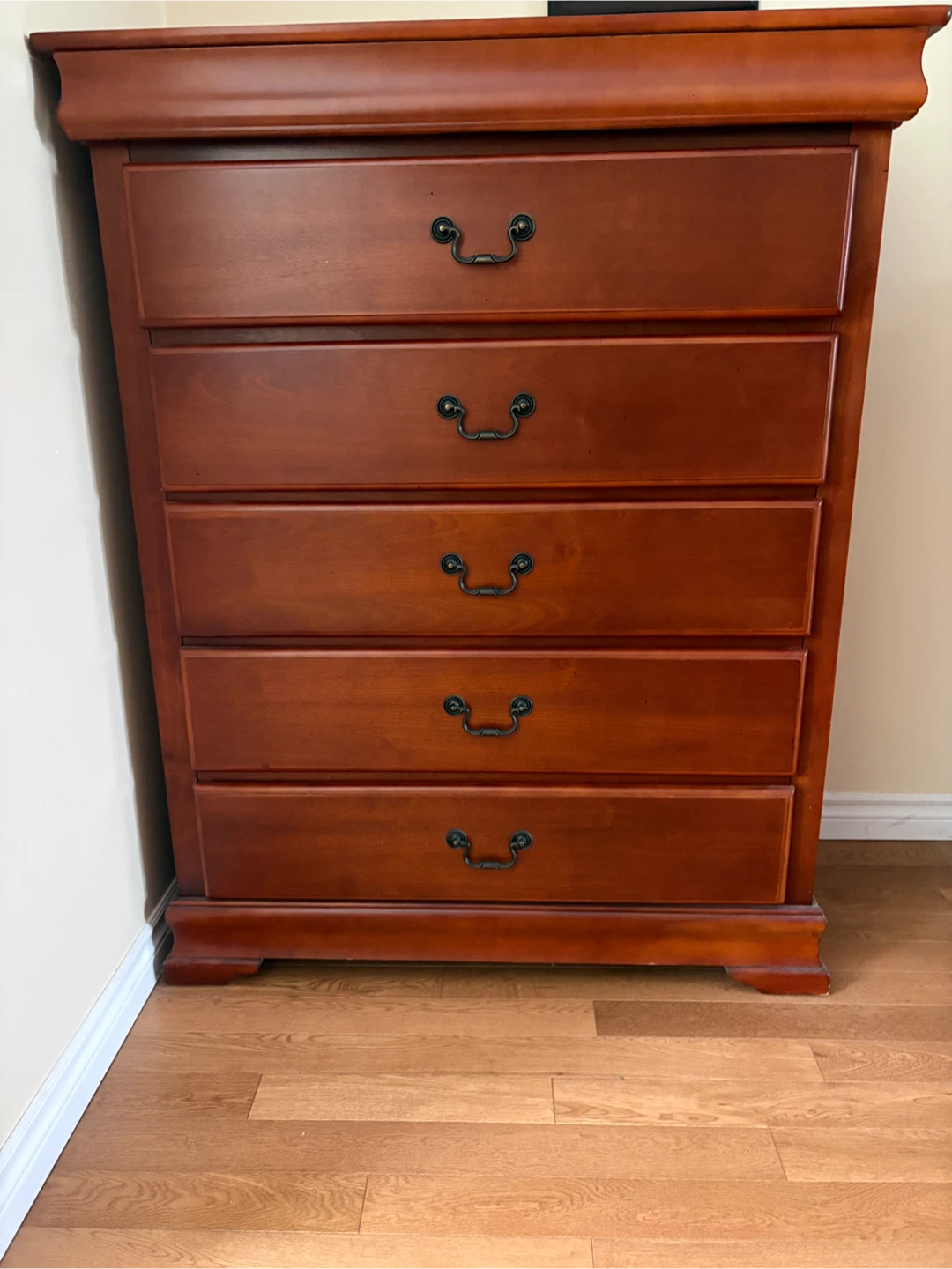 Tall Boy Wood 5-Drawer Dresser