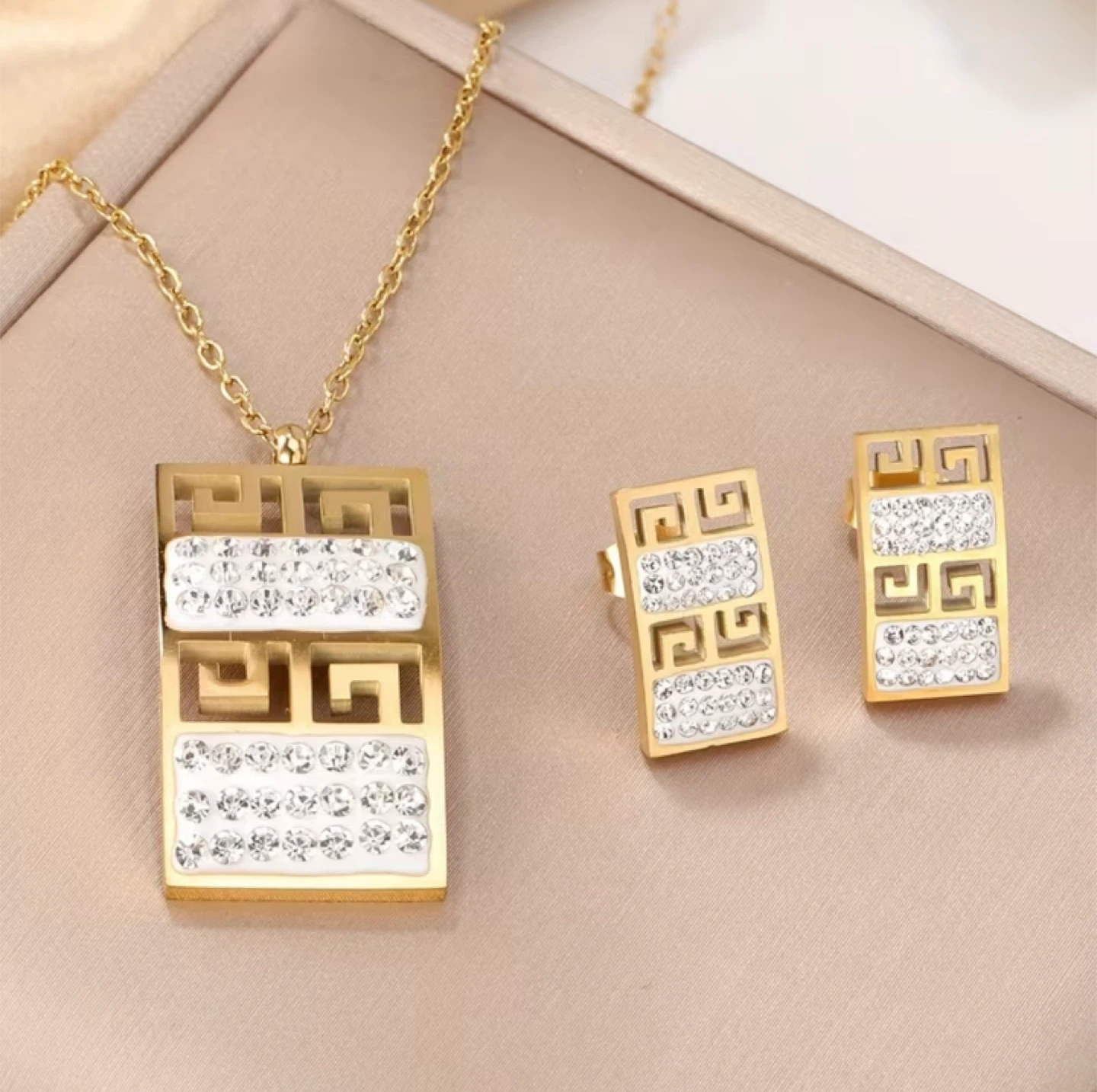18K Gold plated Necklace and Earrings Set for $37