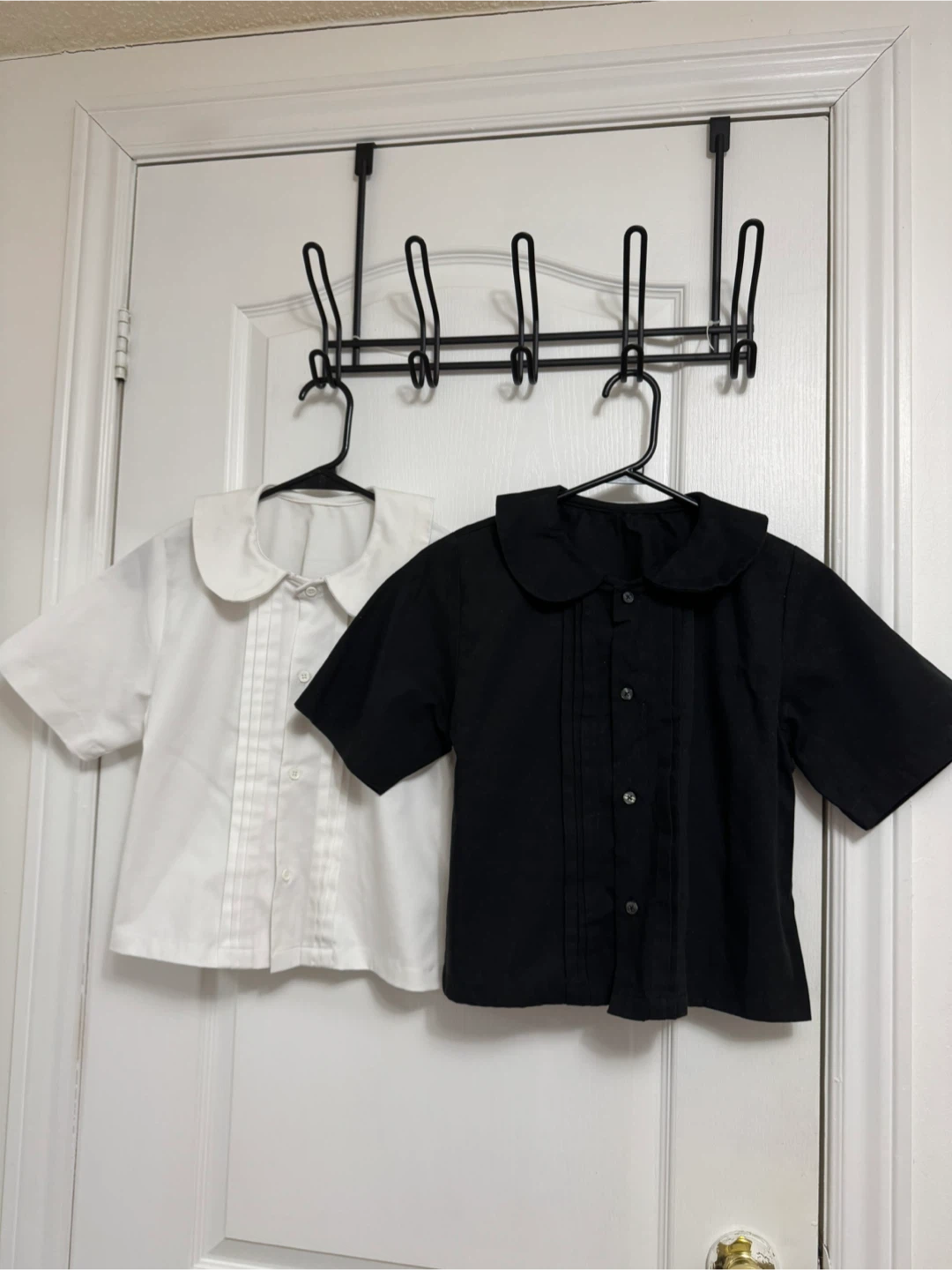 Two Collared Button-Up Shirts - Black & White