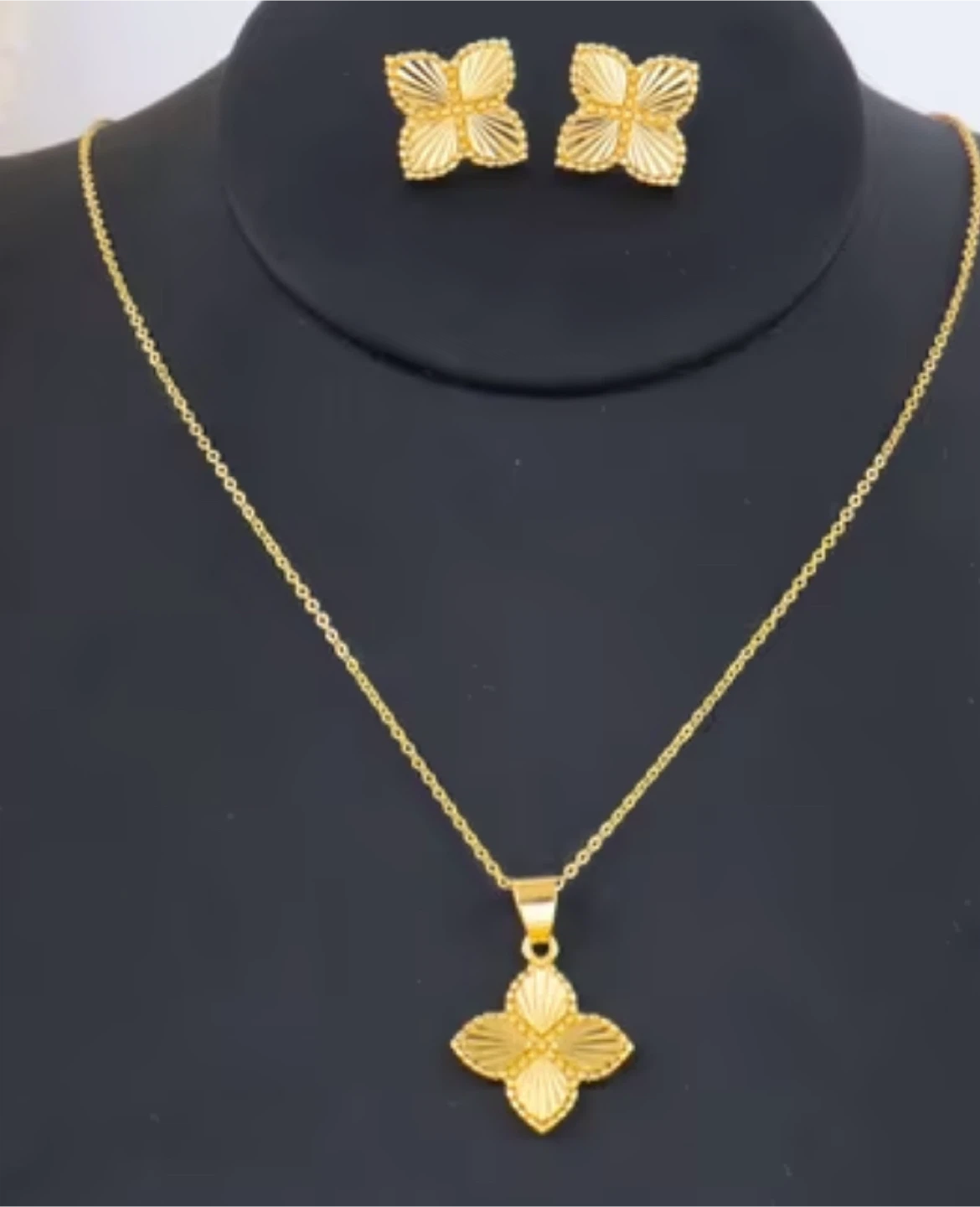Gold Flower Necklace & Earring Set for $47