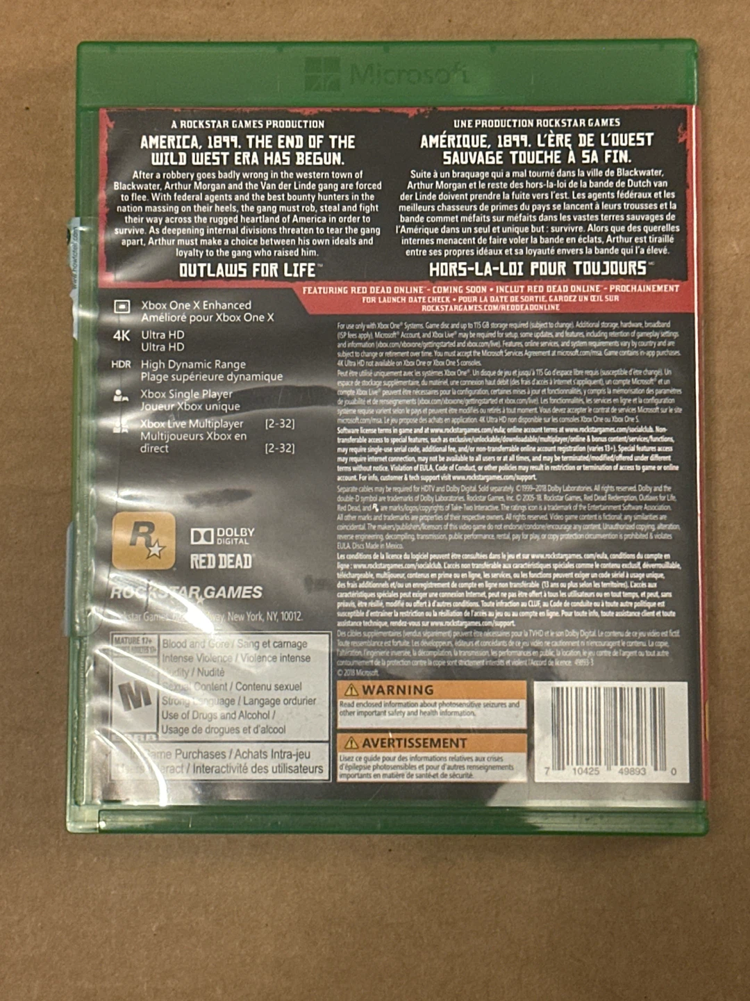 Never used Red Dead Redemption II 4K - Xbox One - photo 3