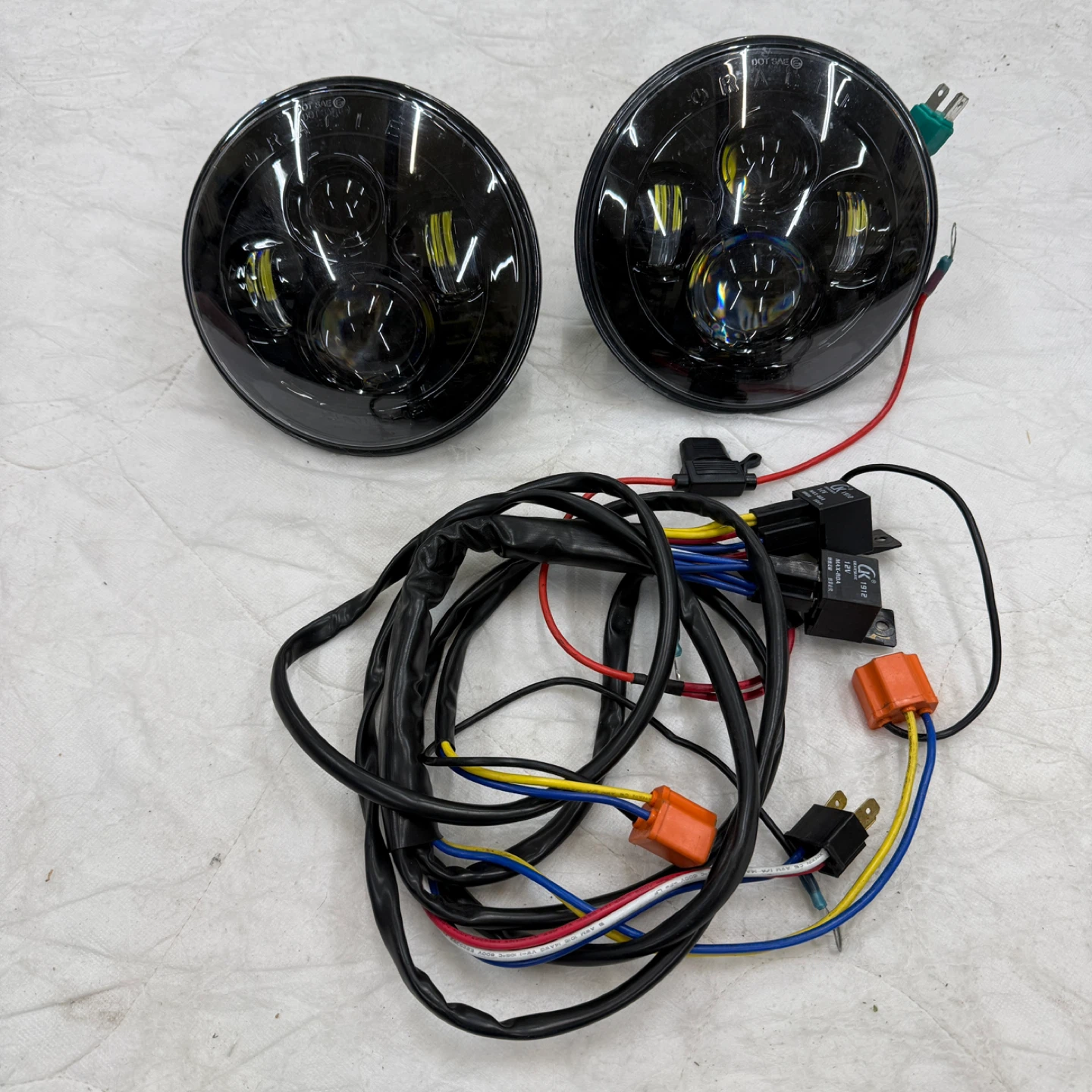 Pair of Black LED Headlights