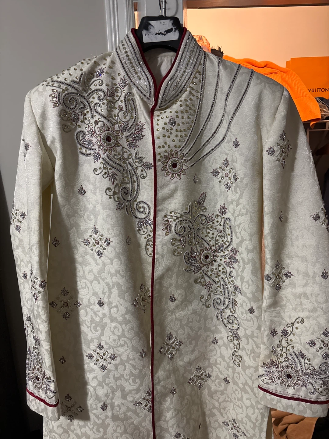 Men's Embroidered Sherwani - Cream - photo 2