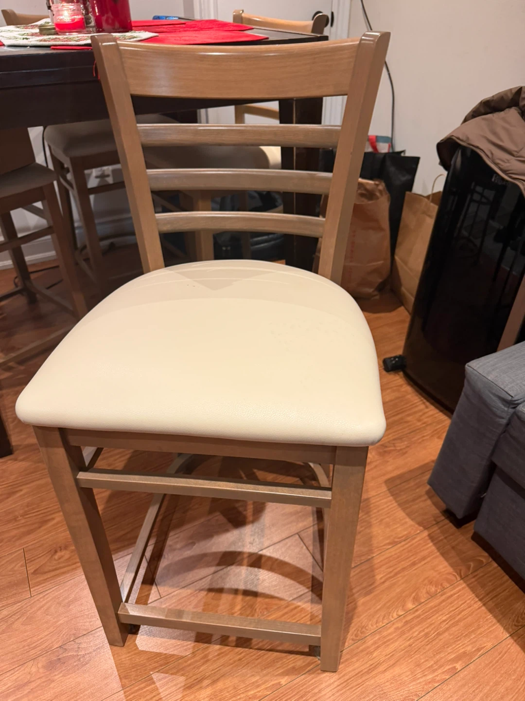 Wooden Dining Chair with Cream Seat - photo 2
